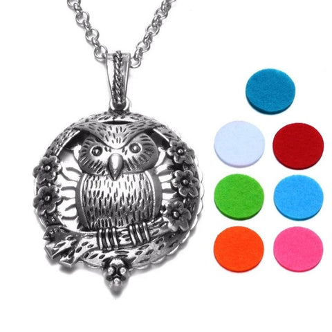 Owl on Branch Aroma Diffuser Necklace